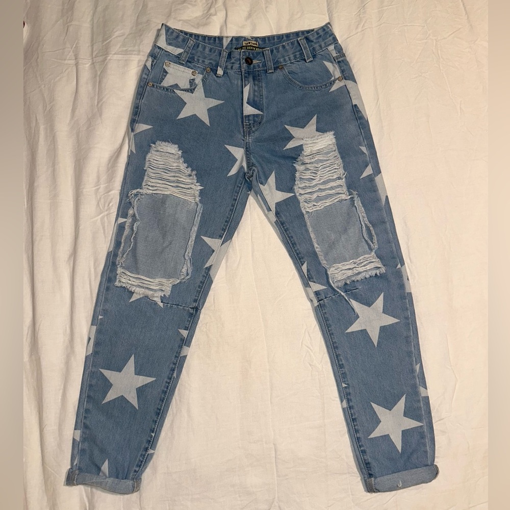 Top Trend Basic Collection Women’s Jeans w Stars Size 4 (Euro 38)